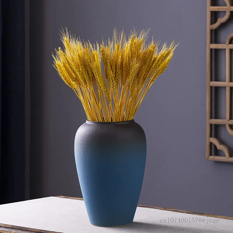 High Grade Ceramic Vase, Flower Arrangement, Frosted, Blue, Living Room, Bedroom, Dining Room, Study Room, Table Top Decor