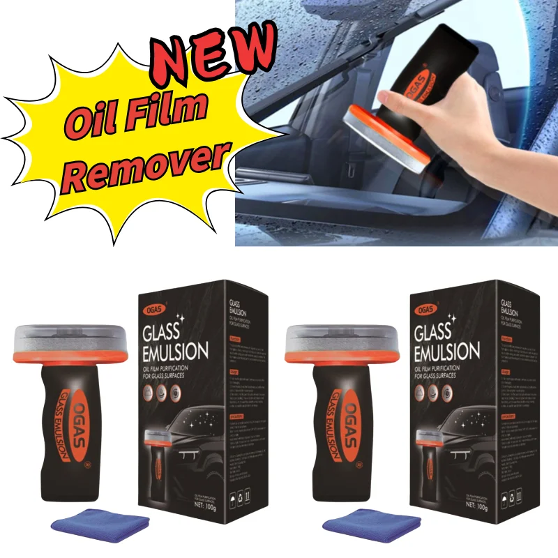Glass Oil Film Remover With Towel Windshield Oil Film Coating Cleaning Paste 100g Scratch-Free Cleaning For Coating Preparation