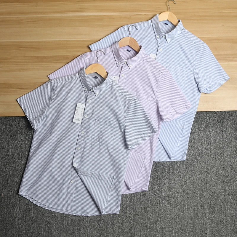 Premium Cotton Ox Cloth ort Sve irt Tailored Fabric Summer Busin Casual Striped Men's irt Commuter Versatile