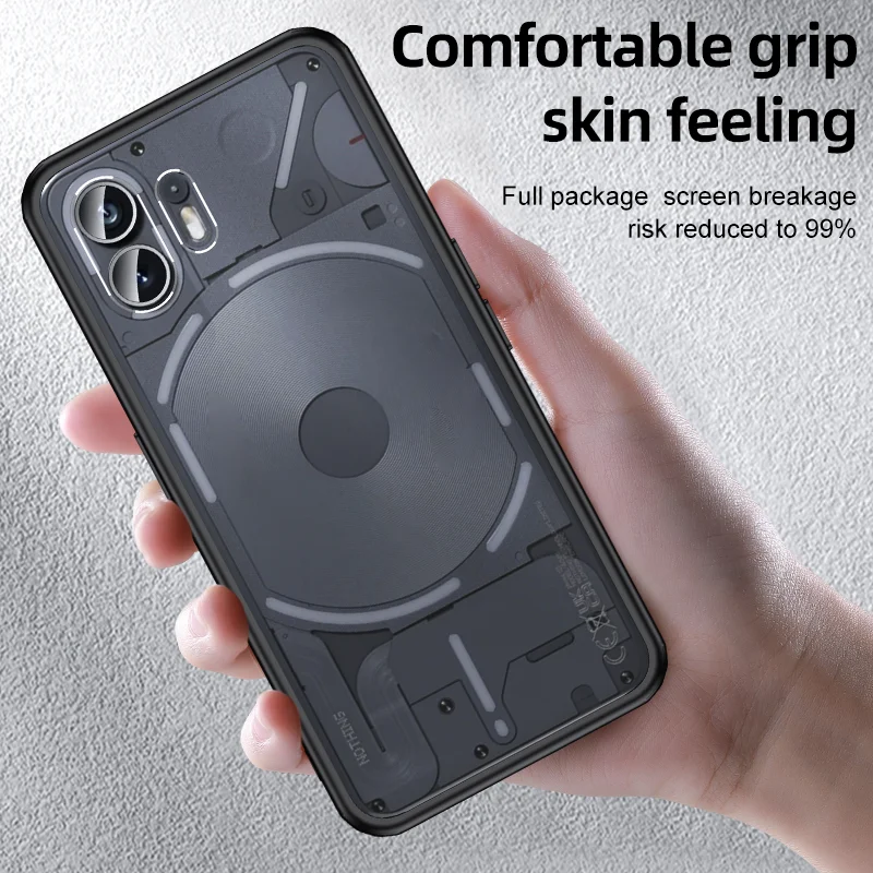 For Nothing Phone 2 Matte Frosted & Transparent ice Crystal Shockproof Case for Nothing Phone2 Rugged Protective Armor Cover