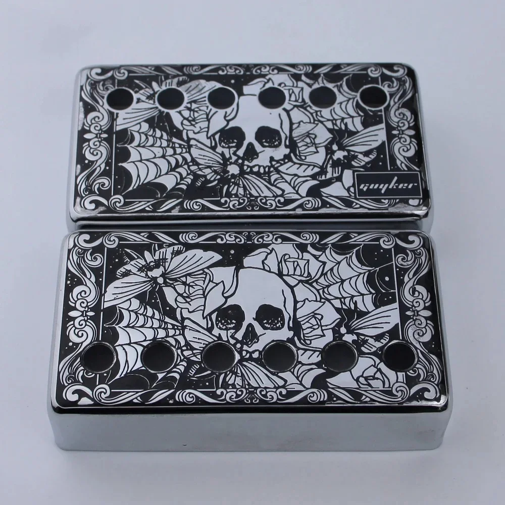 1 Set Humbucker Guitar Pickup Covers Cupronickel Material Skull Surface for LP Guitar Parts 50 52MM