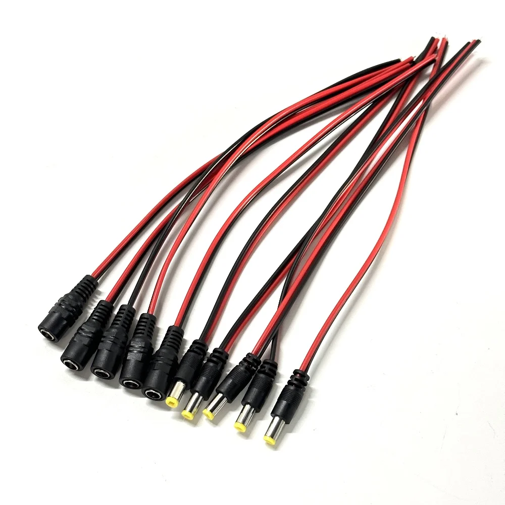 DC 남성 여성 전원 플러그 케이블 와이어 잭 어댑터 커넥터 5.5x2.1mm 12V DC 전원 피그테일 케이블 잭 CCTV 카메라 커넥터용