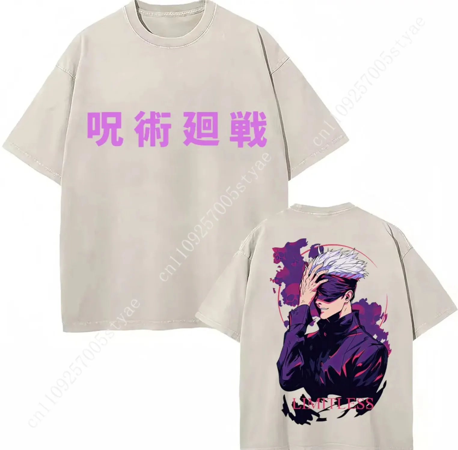 Japan Anime Jujutsu Kaisen Washed T Shirts Satoru Gojo Geto Suguru T-shirt Casual Cotton Oversized Harajuku T Shirt Fans Gifts view 2