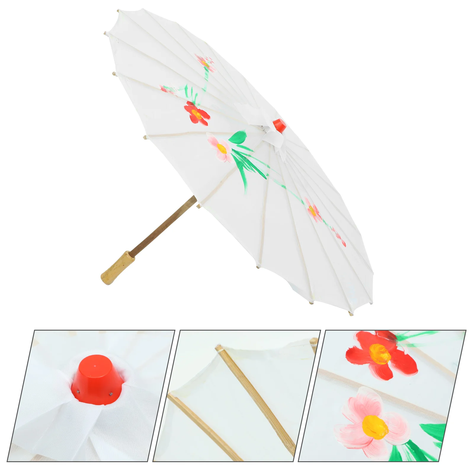 Silk Wooden Parasol Umbrella Chinese Japanese Style Craft Umbrella Prop for Bride Bridemaid (White) chinese umbrella