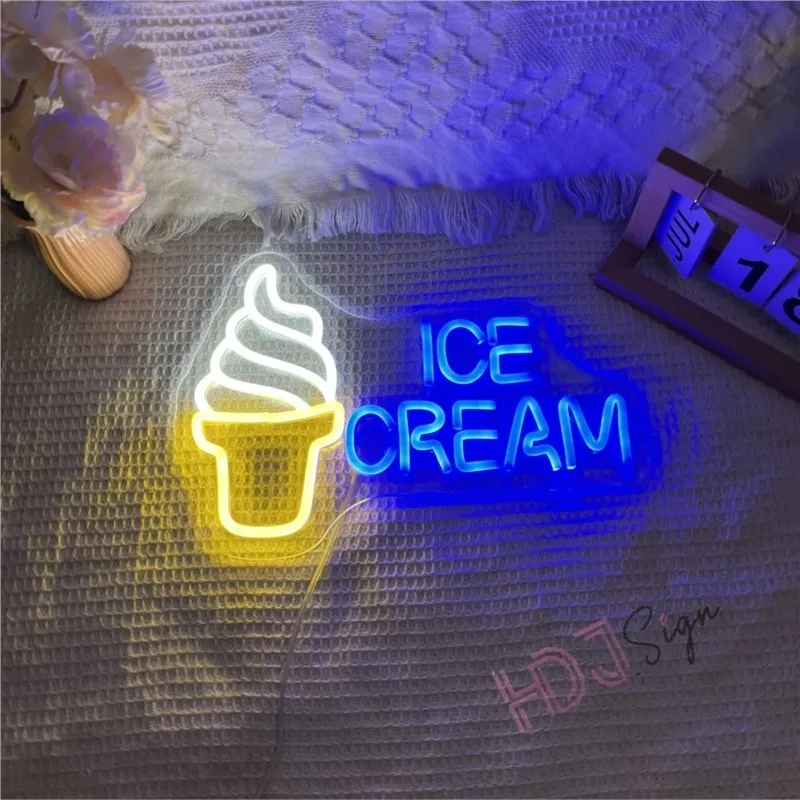 Ice Cream Neon Sign Wall Decor Led Neon Light Party Bedroom Birthday Christmas Decor Led Lamp Restaurant Dessert Shop Neon Light