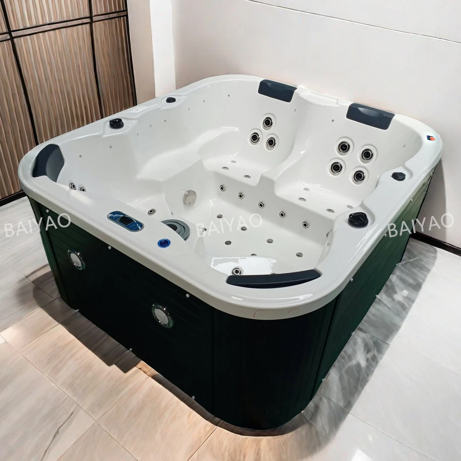 Luxuriöse Wellness Retreat 4-Personen-Acryl-Massage-Casuzzic-Badewanne, Whirlpool-Spa-Badewanne für den Außenbereich, importierte High-End-Hydrotherapie-Einheit