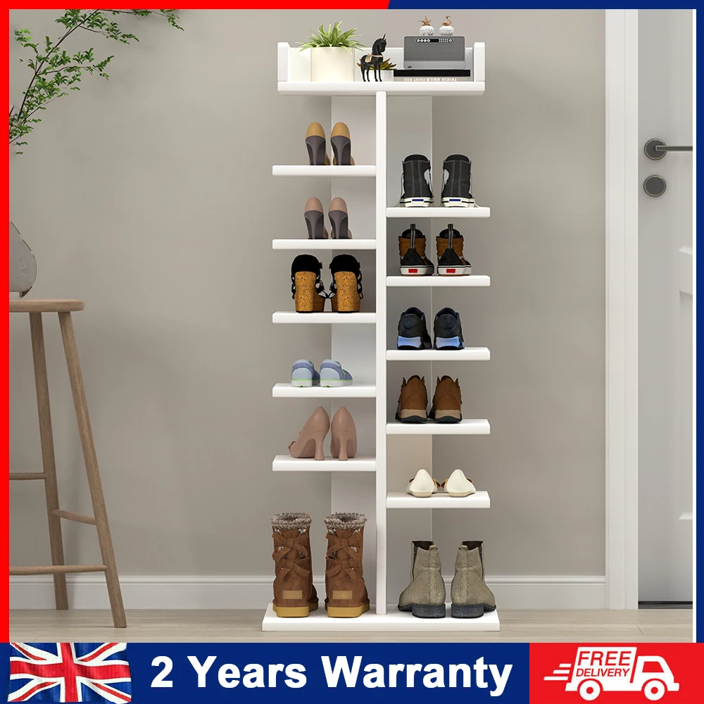 7-Tier Vertical Shoe Rack, Corner Shoe Tower, Double Rows Shoe Shelf, Slim Shoe Storage Unit for 14 Pairs of Shoes, Shoe Stand