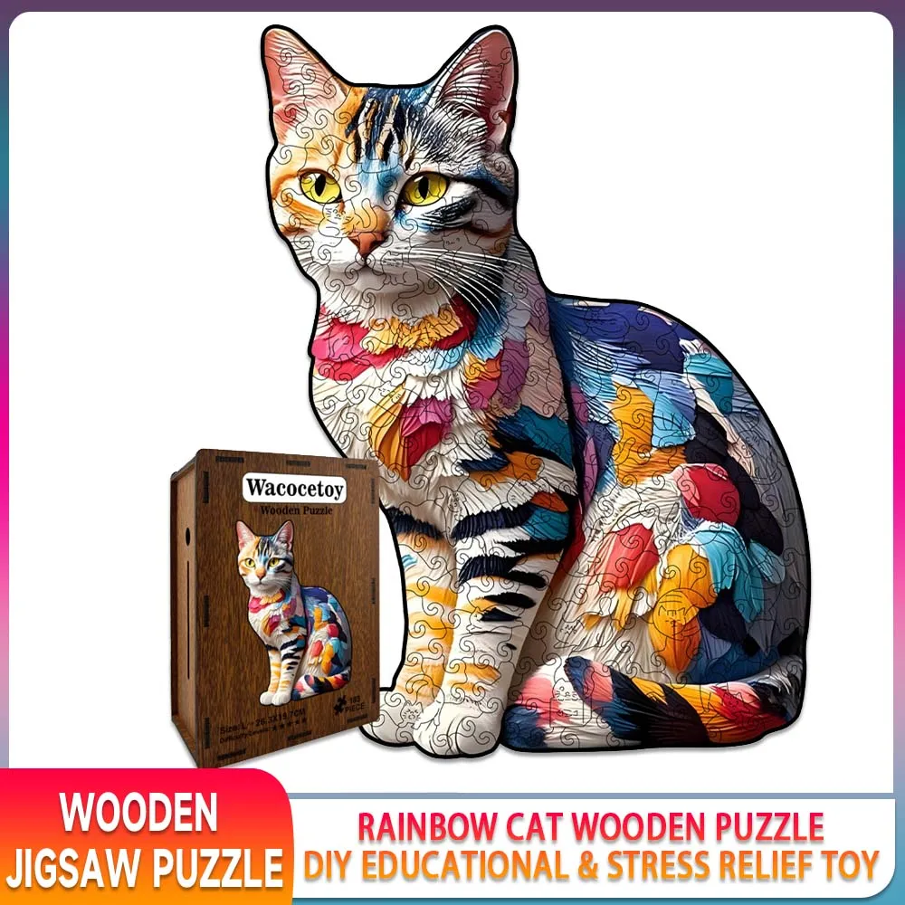 

Деревянная головоломка-радуга для кошек, развивающая игрушка-антистресс для детей 8+ (L/M), стимулирует воображение и практические навыки