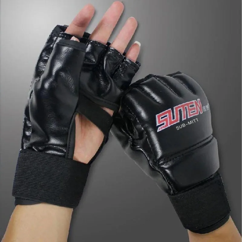 

Pair Of PU Boxing Gloves Mma Gloves Half Finger Sandbag Taekwondo Muay Thai Gloves Professional Boxing Training Equipment