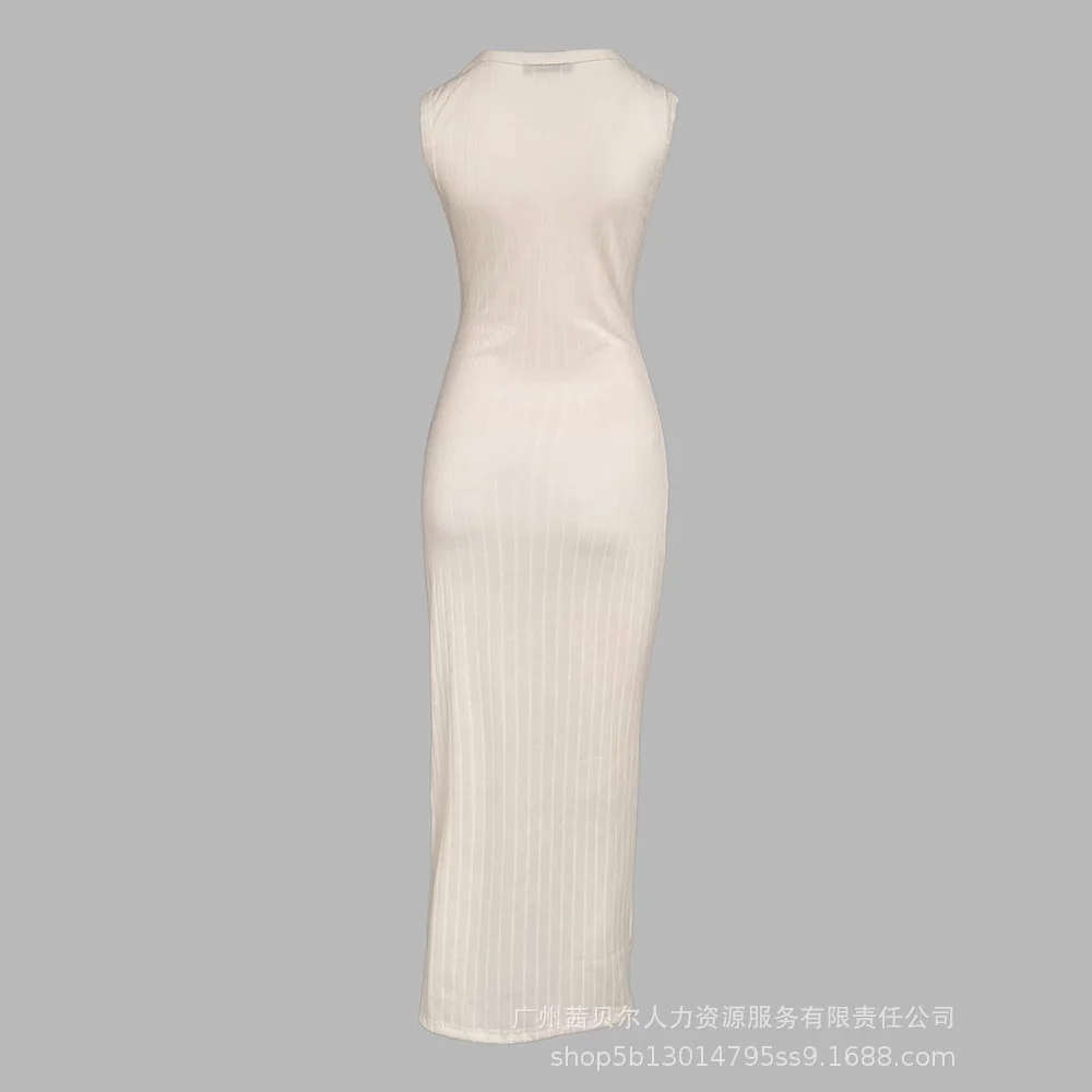 Jurk Vrouwen Lange Jurken Bodycon Vestidos Streetwear Ronde Hals Mouwloos Elegant Slim Party Club Y2k Hoge Taille Zomer 2025,