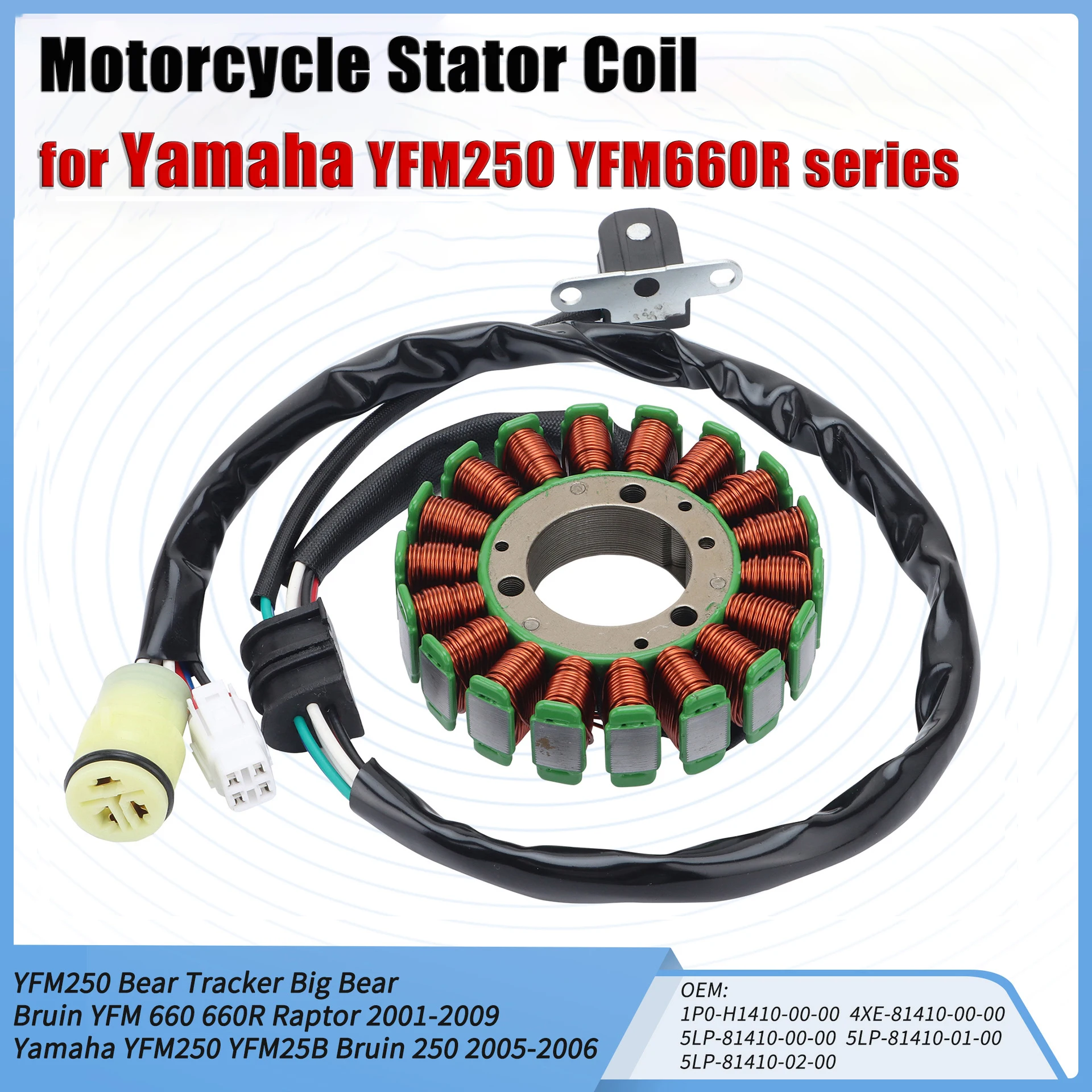 

Motorcycle Stator Coil for Yamaha YFM250 YFM660R Series Generator Stator For YAMAHA BEAR TRACKER YFM250B YFM250X YFM660R Raptor