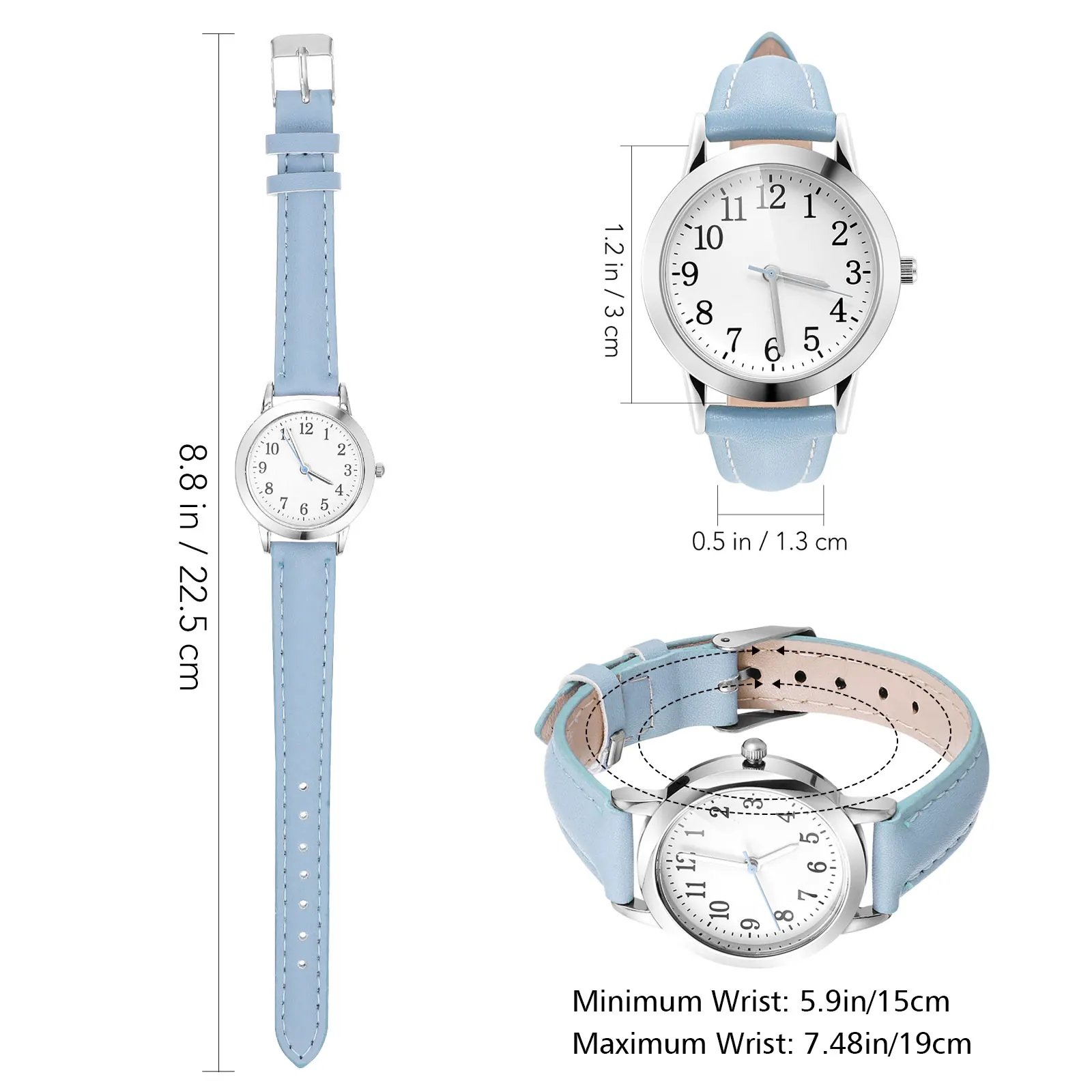 

Waterproof Belt Watch Women Fashion Quartz Watches Blue Color Adjustable Casual Wrist Ladies Pu Straps Student Timepiece