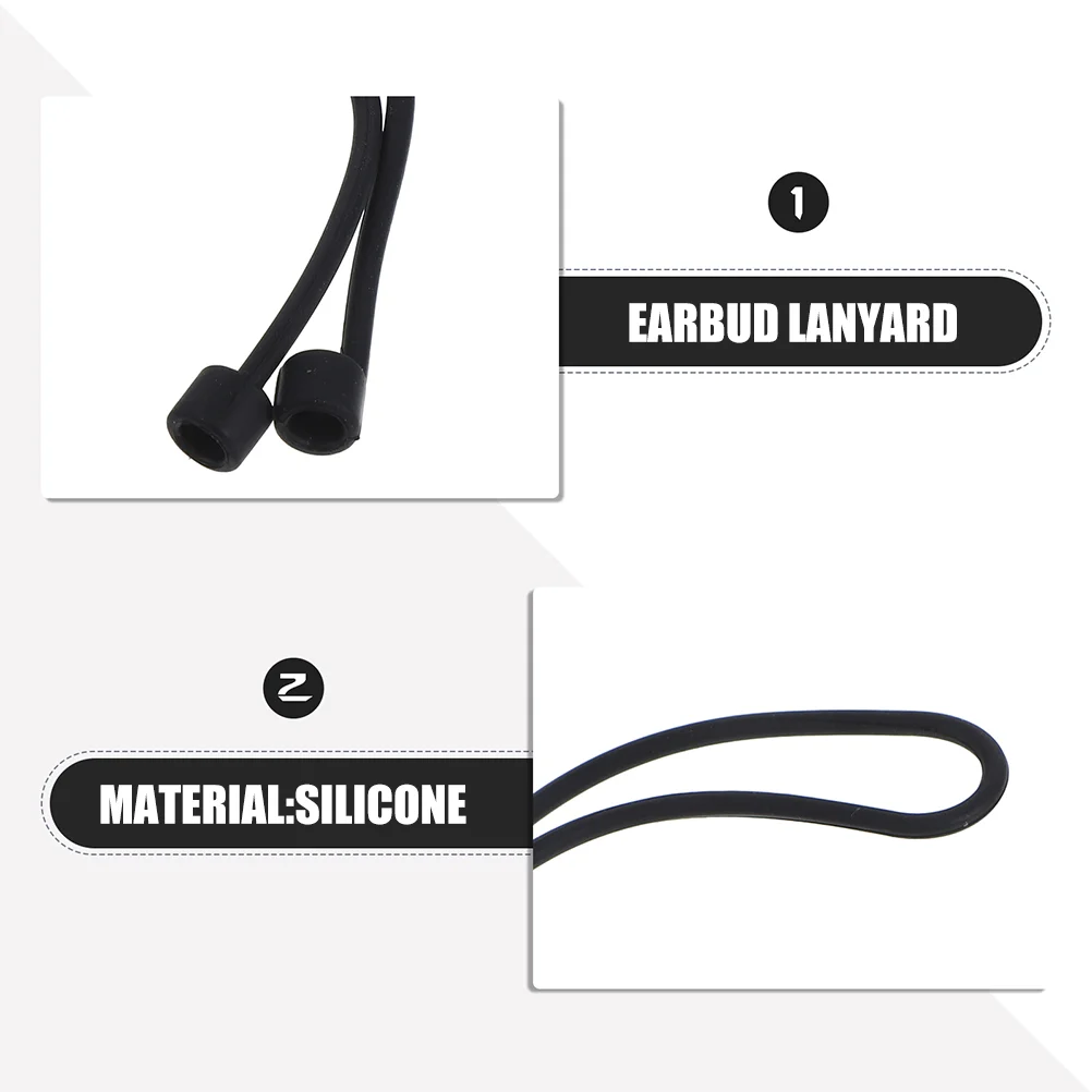 Cordão flexível para fones de ouvido, 2 peças, cordão anti-perda para fones de ouvido com fio, tampões de ouvido, alça de segurança removível, design de compatibilidade