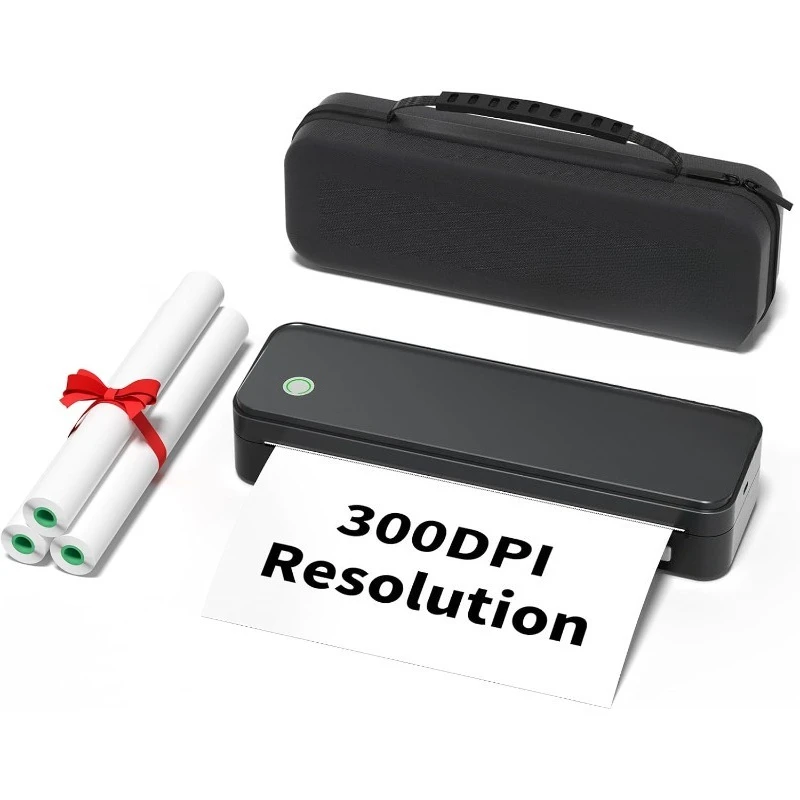 

300DPI Portable Printer Wireless for Travel, Inkless Small Bluetooth Printers for Home Use, Compatible with Mobile Phone & Lapto