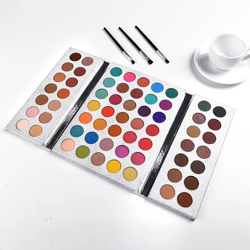 High-gloss, matte, pearlescent, easy-to-apply stage makeup, 63-color eyeshadow palette, large plate, long-lasting makeup
