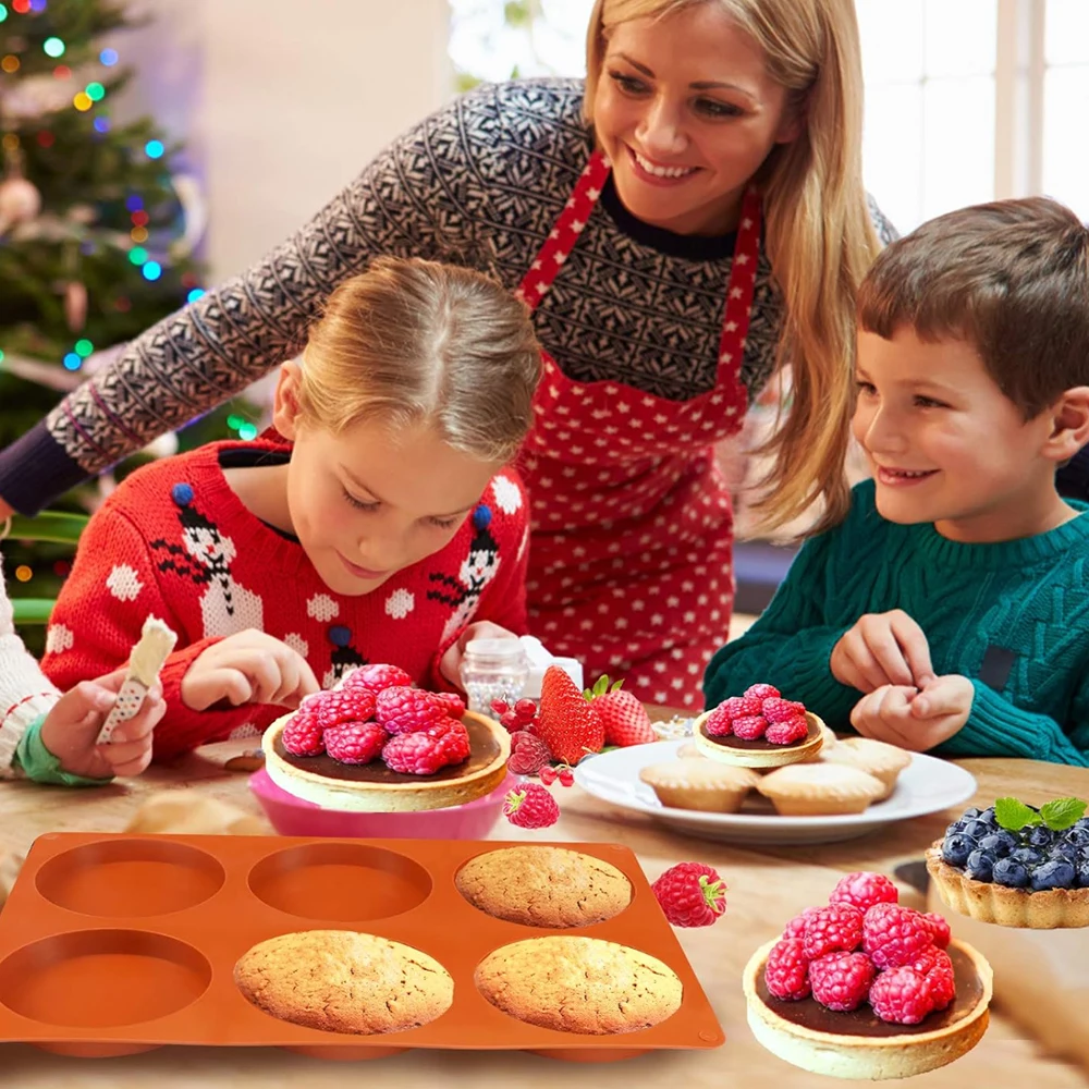 6 ثقوب قالب من السيليكون المستديرة كعكة المعجنات قوالب الخبز هلام بودنغ الصابون شكل كعكة الثلج أداة زخرفة القرص قالب البسكويت الخبز