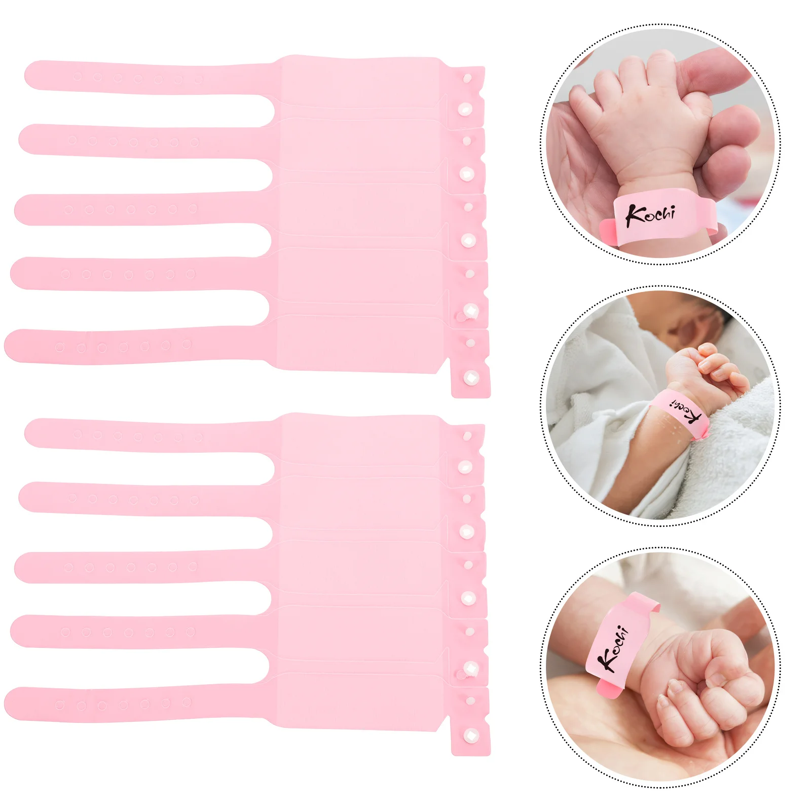 100 Uds. Pulseras de Hospital grabables de PVC desechables para recién nacidos bandas de identificación médica pulseras impermeables para pacientes