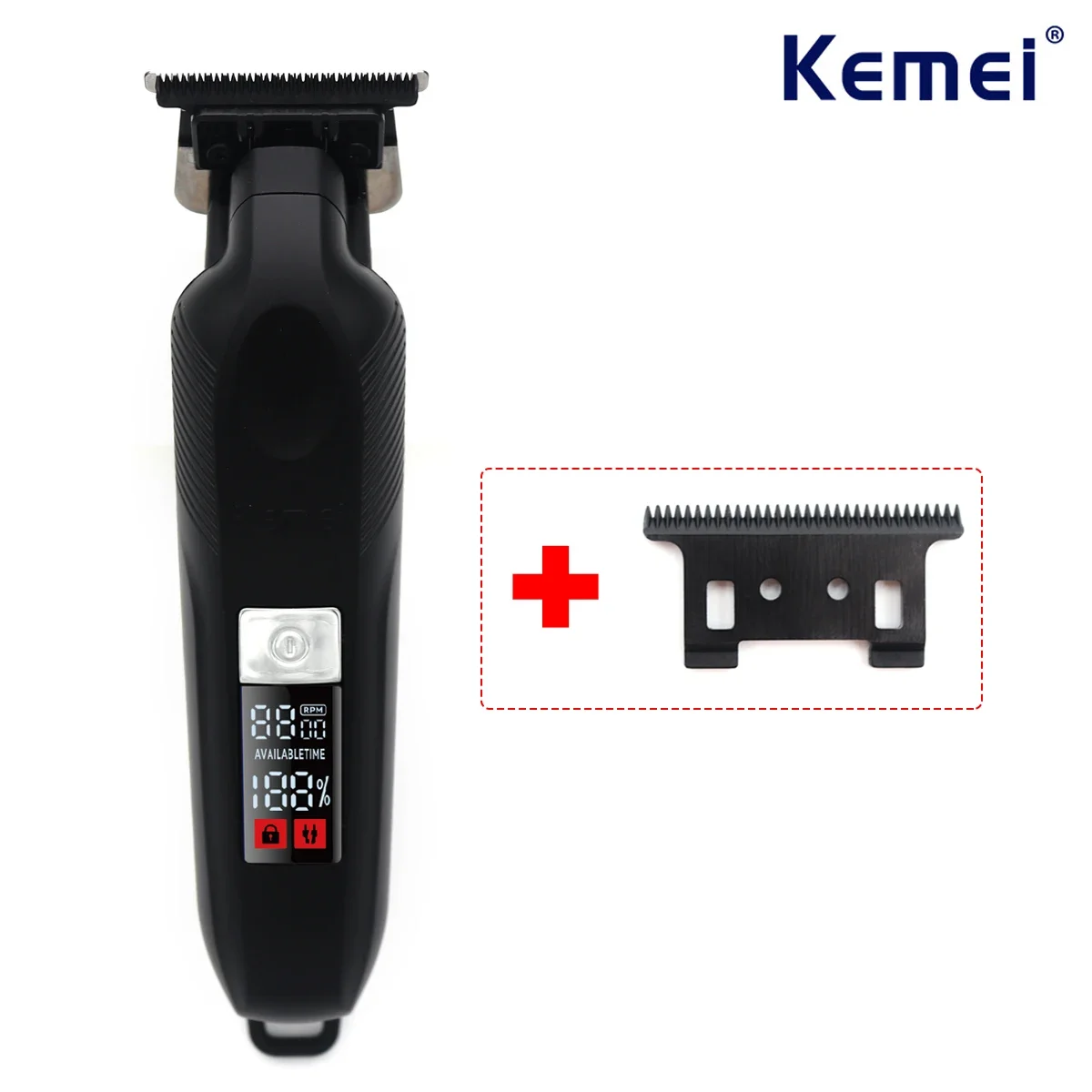 Kemei Professional Electric Hair Multi-function Clipper Cordless Two-Gear Adjustment Portable Trimmer with LCD Display KM-2284