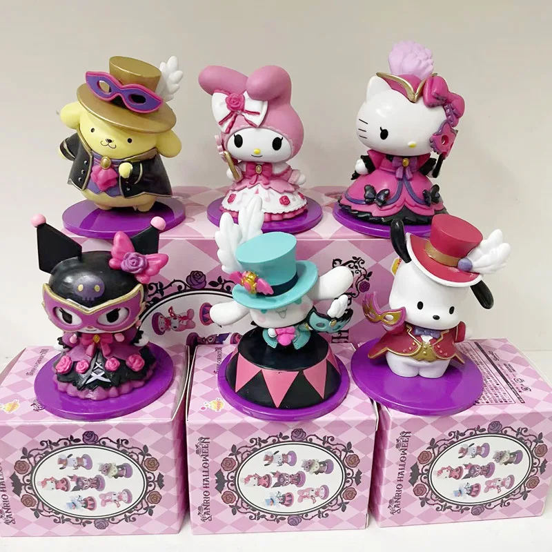 New Sanrio Blind Box Kuromi Hello Kitty Figure Toys Masquerade Halloween Collection Decorative Ornaments Gift Kids