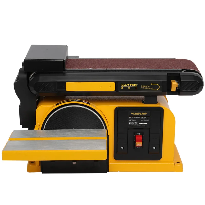 Abrasive Belt Sanding Machine Woodworking High-Power Electric 220V Sandpaper Polishing Machine 0-45° Angle Adjustable