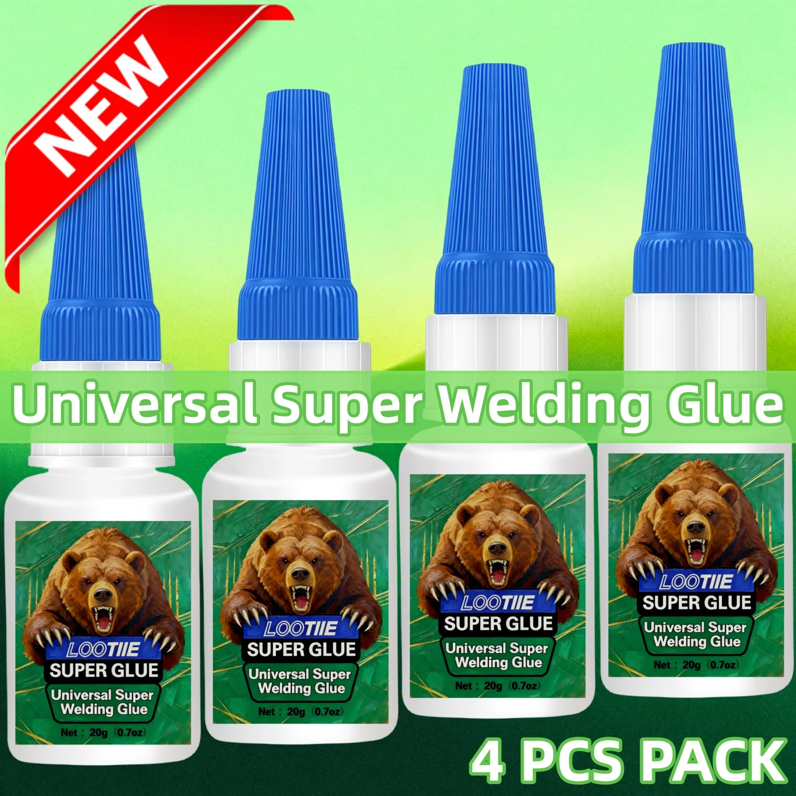 Ultra Strong Super Glue 4-Pack, 10 Sec Set. All-Purpose Adhesive for Plastic, Metal, Wood, Ceramic, Glass, Crafts & Repair