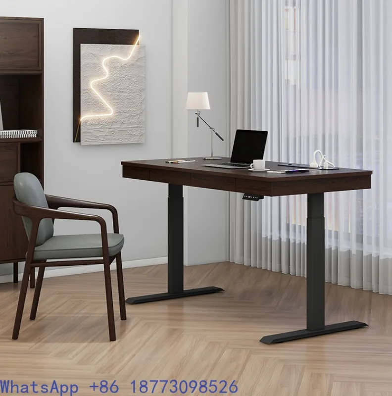 Electric Lifting Table Solid Wood Desk Study Table Customized Smart Computer Desk E-sports Table with Drawer Socket