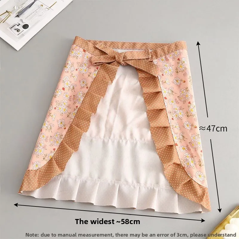 Pastoral Breathable Fresh-style Canvas Half-length Apron, Stain-resistant and Wear-resistant, for Cooking in The Kitchen At Home