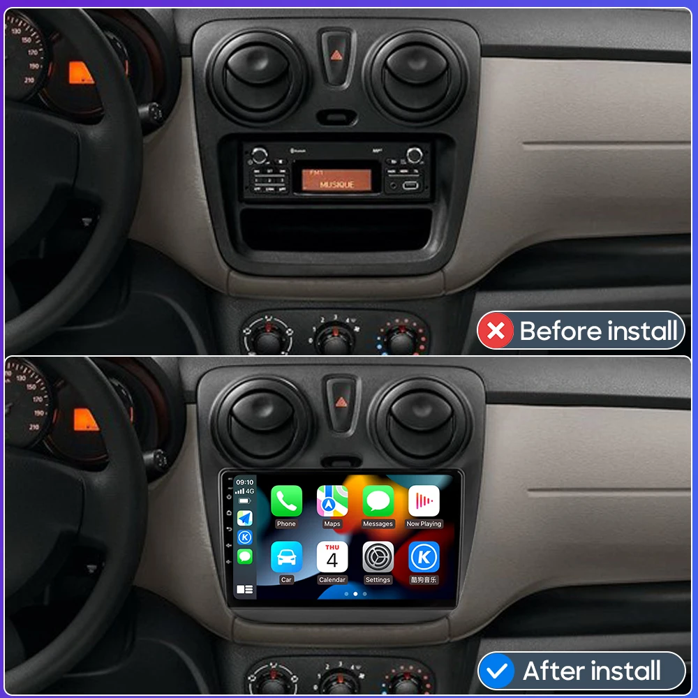 Carplay Auto 2din For Renault Lodgy Dacia Dokker 2012 - 2020 Car Multimedia Player Android 16 Radio GPS Navigation Stereo Video