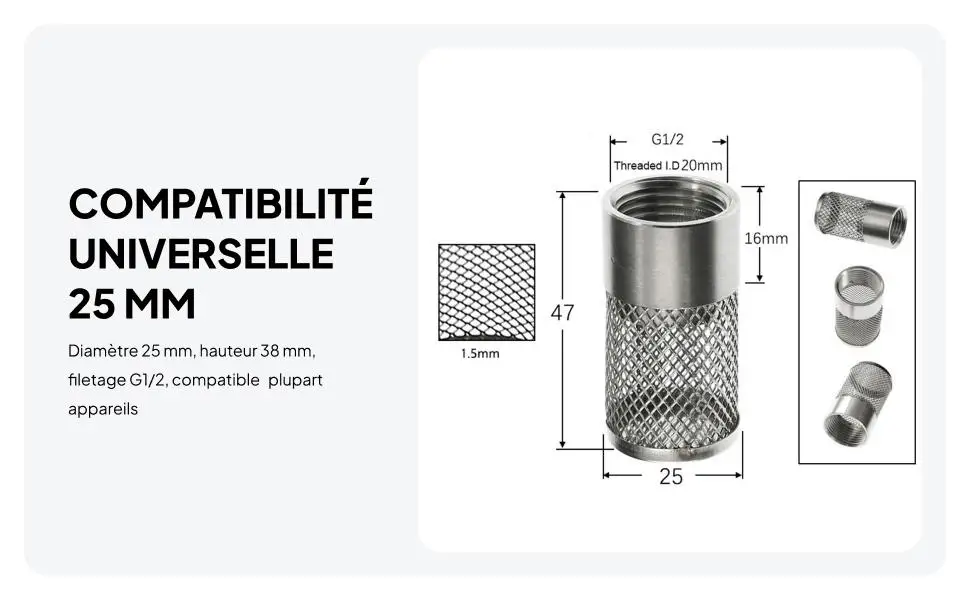 Hose Inlet Strainer Mesh Filter Stainless Steel for Garden Hose Organizer and Aquarium Filtration System