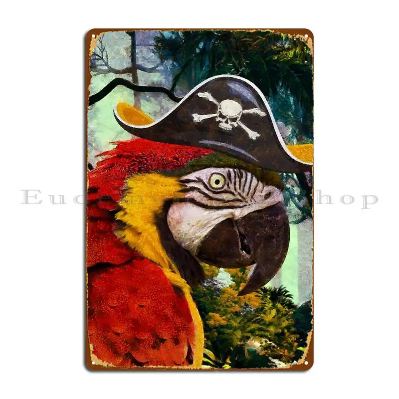 Pirate Parrot Parrot Macaw Red Macaw Art Horrorsshop Metal Plaque Poster Classic Kitchen Club Customize Tin Sign Poster