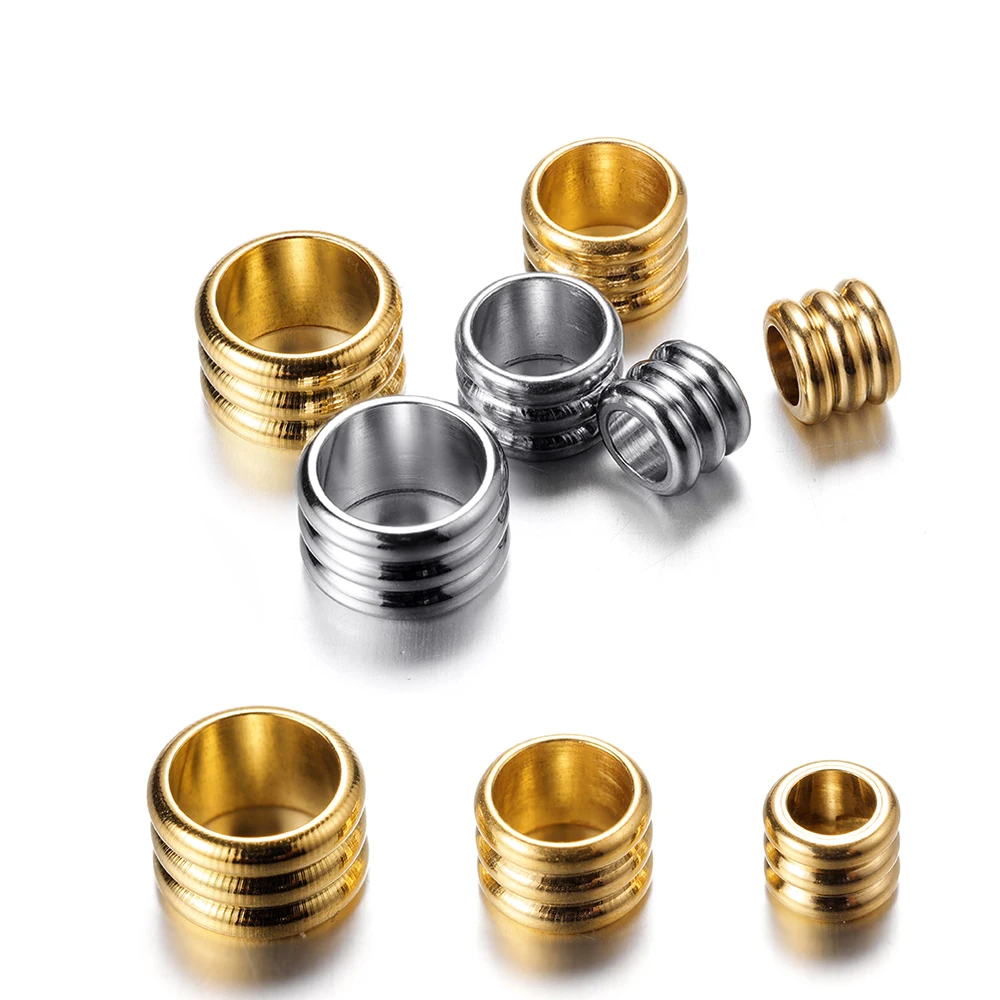20 stücke 3mm 5mm 6mm Edelstahl Big Hole Spacer Perlen DIY Charm Halskette Armband Schmuck machen Ergebnisse Zubehör