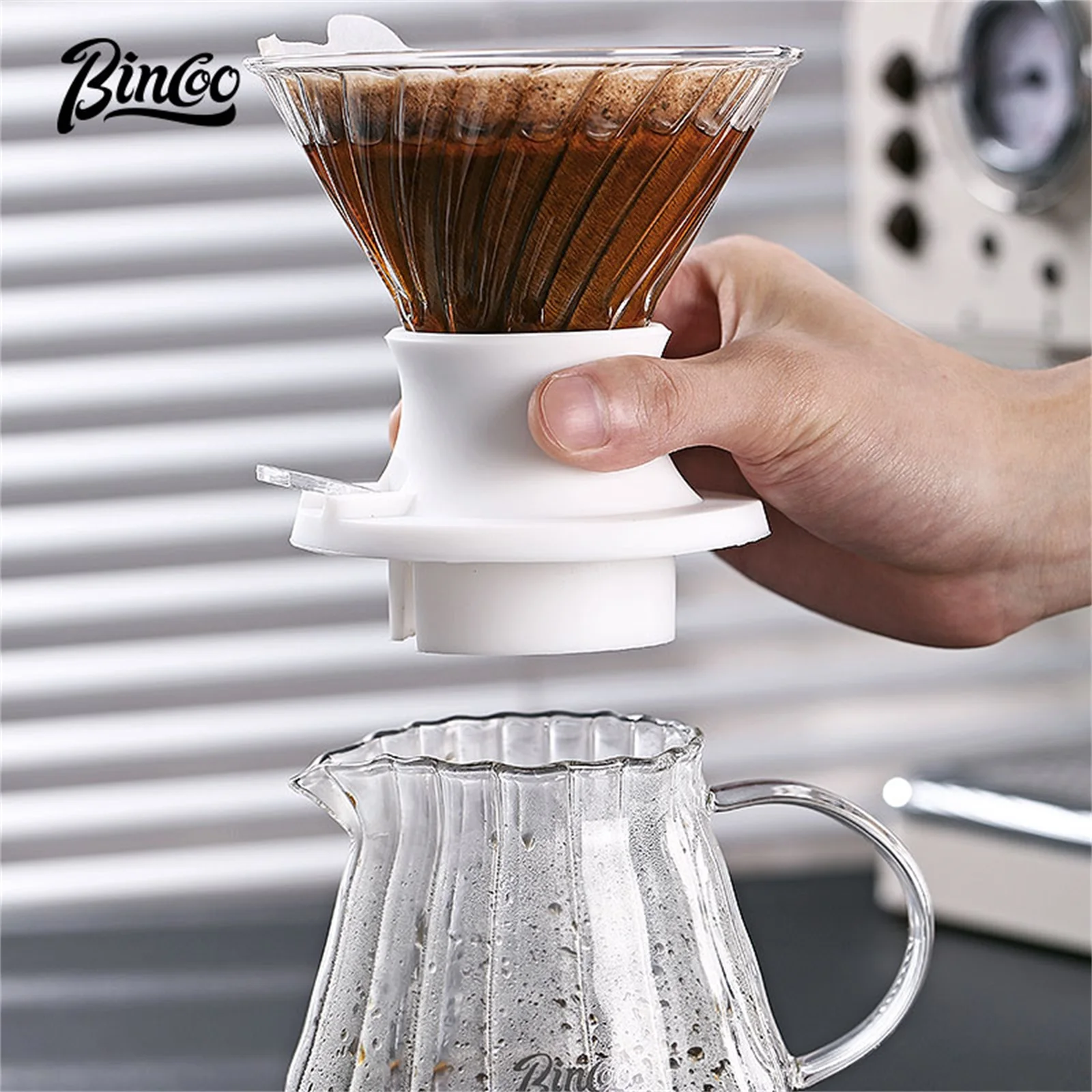 Reusable Immersion Coffee Dripper and Filters Glass Hand Brewing Coffee Maker Filter for Home Office Restaurant Coffee Shop Use