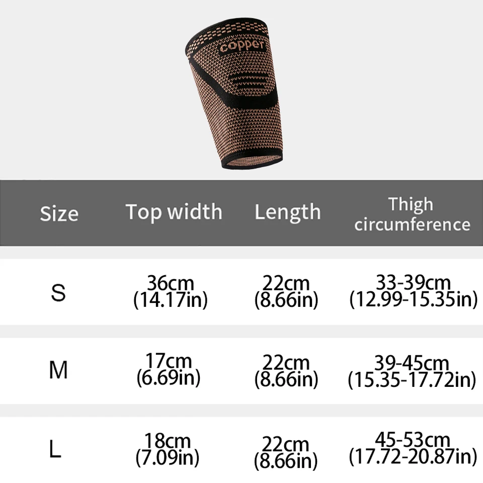 1/2PCS Anti-Slip Copper Thigh Compression Sleeves, Hamstring Support Brace for Men and Women Recovery, Running, Sports, Workout