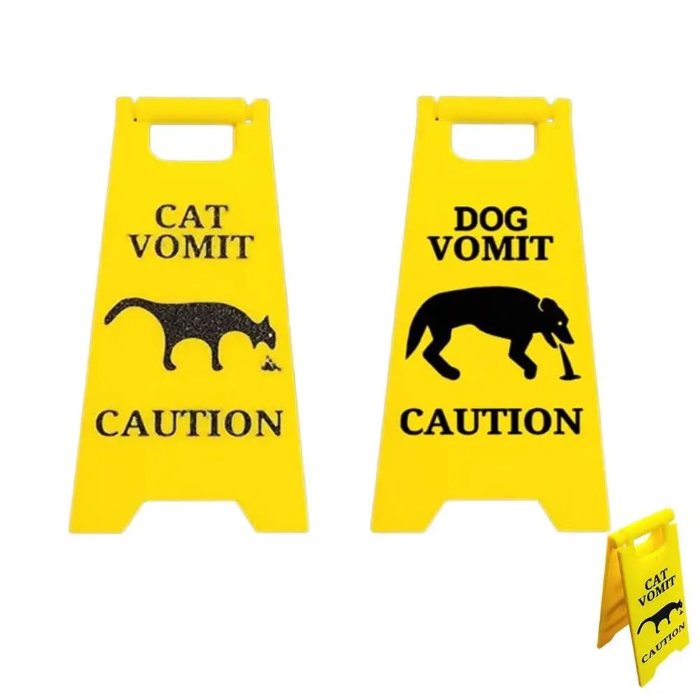 Fashion Funny Cat Vomit Sign Bright Yellow Gift Warning Sign Yard Signs