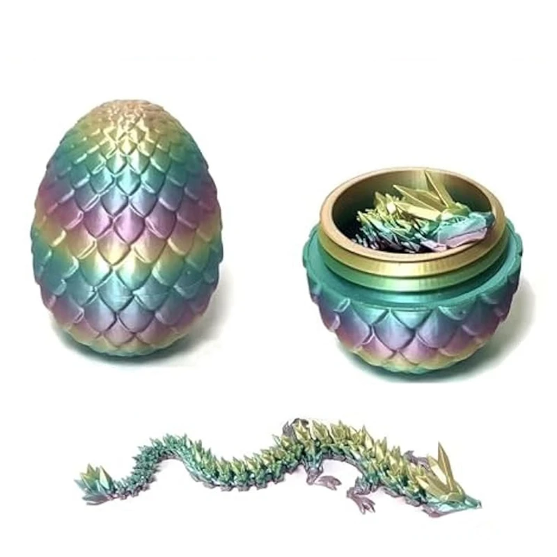 3D Printed Articulated Dragon With Dragon Inside Egg Full Articulated Dragon Crystal Dragon Fidget Toy Colorful Gift For Adults