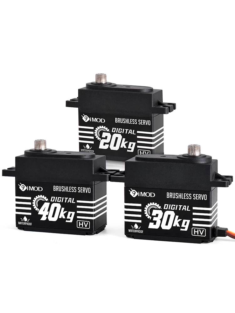 9imod Borstelloze Servo 20/30/40KG Aluminium Case Waterdichte Digitale Metal Gear Servo voor 1/8 1/10 RC Crawler Auto Boot DIY - afbeelding 2