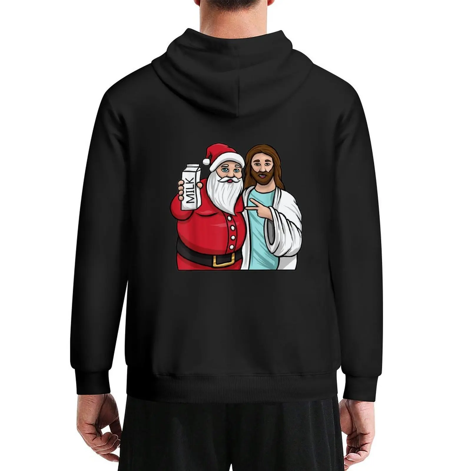

Funny Christmas Graphic Santa and Jesus Hoodie anime clothes autumn jacket men autumn new products male clothes mens hoodie