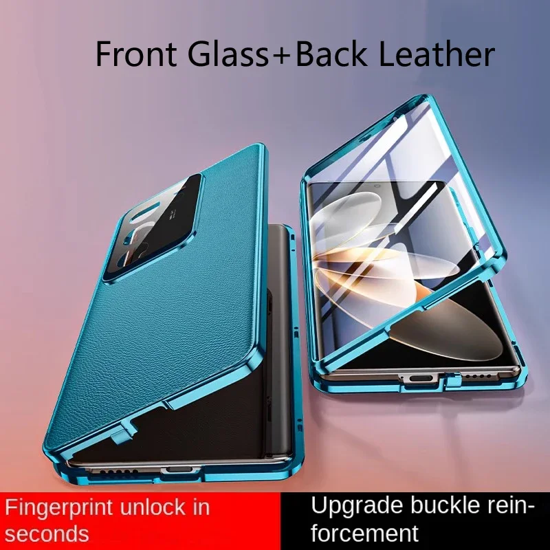 เคสโทรศัพท์หนังกระจกนิรภัยสองชั้นสำหรับ OPPO A78 A79 A80 A98 F23 A5x A3 Pro 5G 4G Find X8 Pro พร้อมป้องกันเลนส์