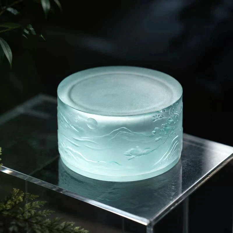 Double Ring Ink Stone with Lid Water Storage Multifunctional Ink Dish Brush Wash for Chinese Calligraphy Study Decoration