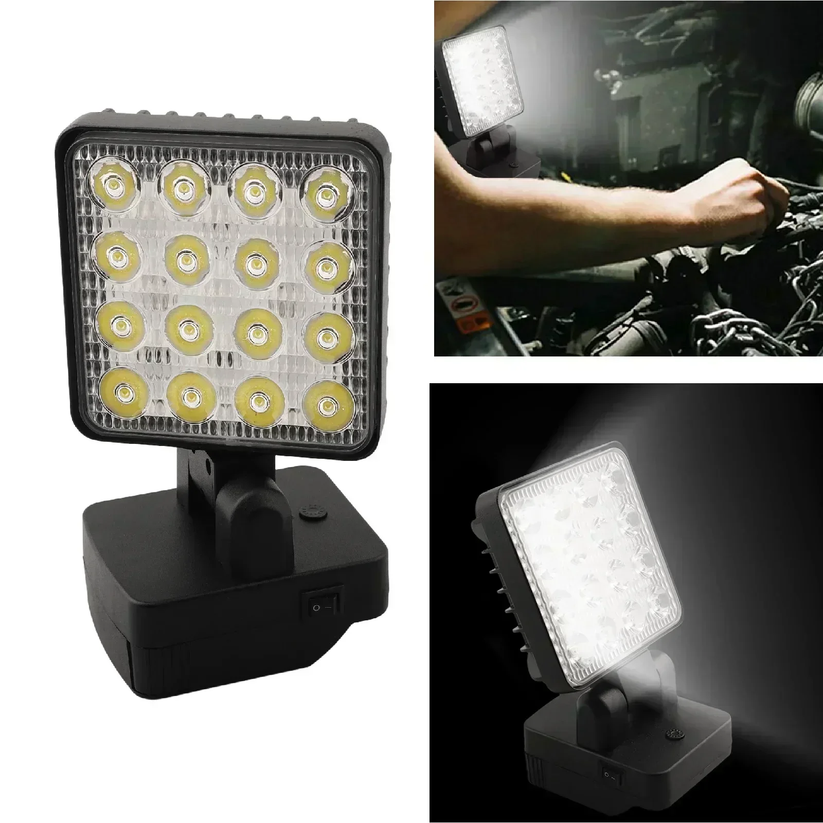 

LED Cordless Work Light 1200-1500LM With 90° Tilt And 330° Rotation Rechargeable LED Work Light For Camping And Outdoor Use