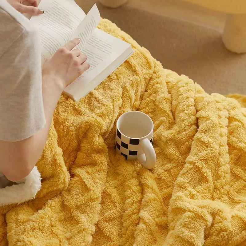 Lamb Velvet Blanket Winter Thickened Warm Blanket Nap Blanket Taffeta Blanket Flannel Solid Color Cover Blanket