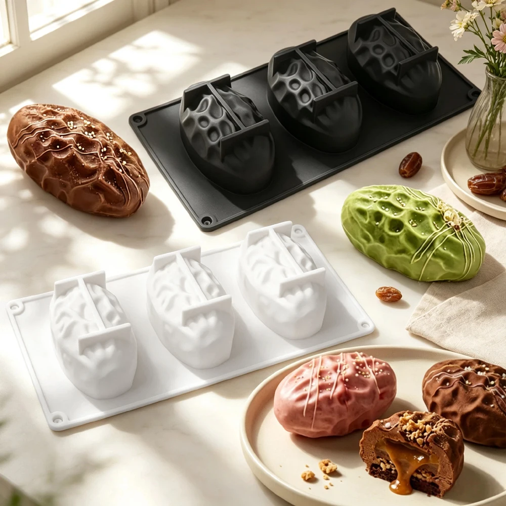 3 or 8-Cell Date Palm Design Silicone Chocolate Cake Mold Food Grade Mousse Cake Mould DIY Soap Mold Dessert Baking Tools