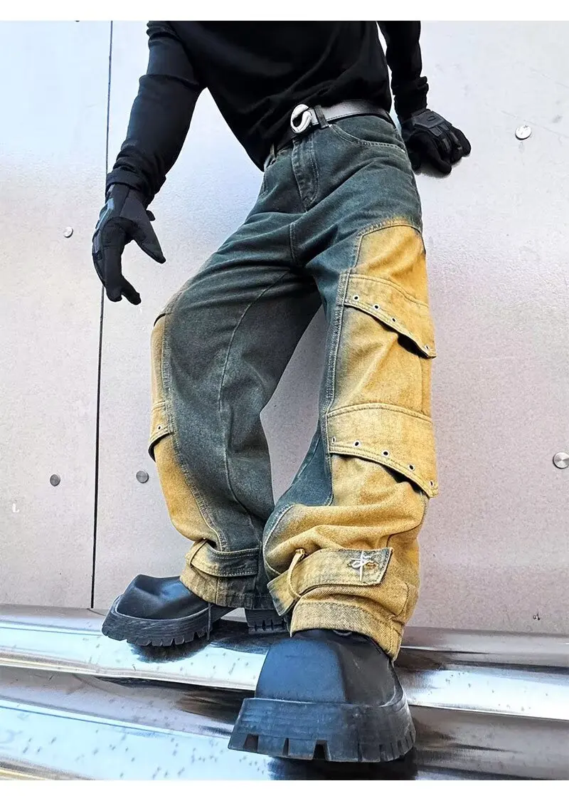 2024 Pantalones y2k Streetwear Vintage blau baggy neue Jeans Cargo hose für Männer Kleidung gerade weites Bein Hip Hop Jeans hose – Detail 11