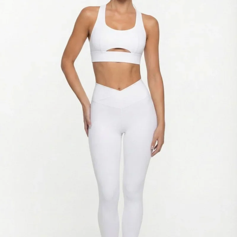 New Yoga Outfit Sets With Shockproof Sports Bra Summer Breathable Slimming Workout Set 2 Piece Gym Set Black Female Clothing