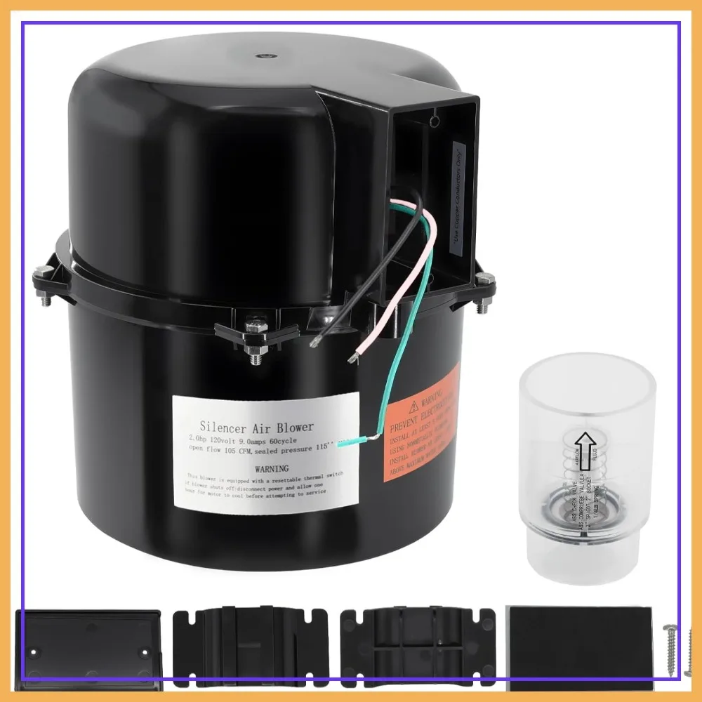 

2.0 HP Spa Blower 120V 9.0A for 2" Plumbing, Quiet & Easy Install for Pool Hot Tub