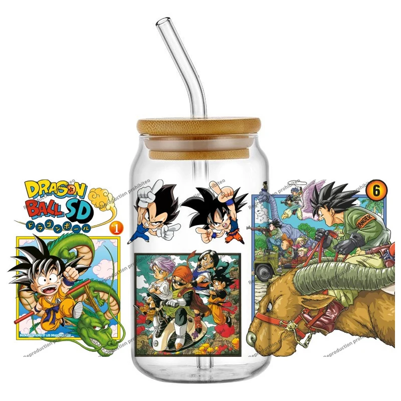 Hotsale Classics Anime Cover Dragon Ball 16oz UV DTF 3D Transfer Sticker Decals Wraps Glass Can Cups Creative Craft DIY