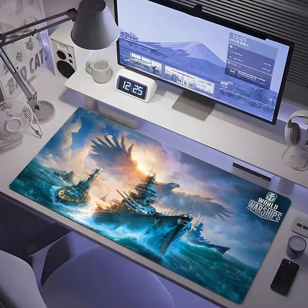 World of Warship Mouse Pad Tablet mouse Pad Laptop xl desktop mate, cute HD Rainbow Gaming keyboard pad, Player, 90x40