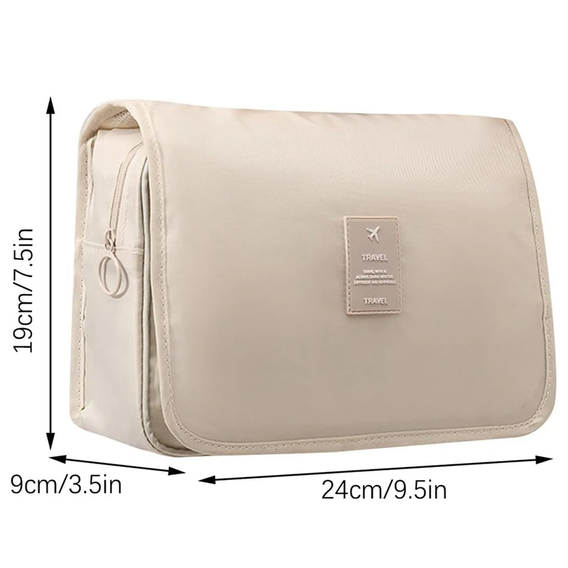 Trousse de toilette imperméable de grande capacité, trousse de toilette de voyage, trousse d'évaluation de maquillage, blanc crémeux durable