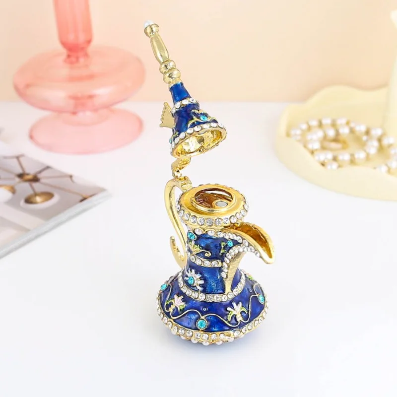 Light luxury enamel color diamond-encrusted wine jug, jewelry box, ring, earrings, storage, flip cover, dust-proof gift.