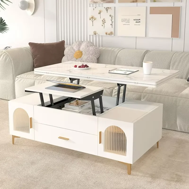 Luxury Drawer Coffee Table Adjustable Kawaii Nordic Living Room Coffee Table Manmade Hotel Board Table Basse Relevable Furniture
